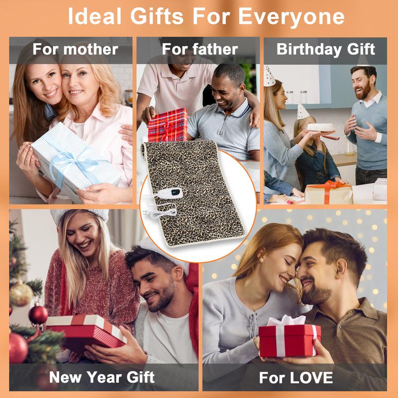 Heating pad, 33  x 17 inches, 24  x 12 inches, with 6 temperature levels and 4 time settings, portable, heated back, neck, shoulders, and legs, machine washable, perfect holiday gift for men and women, Christmas gift