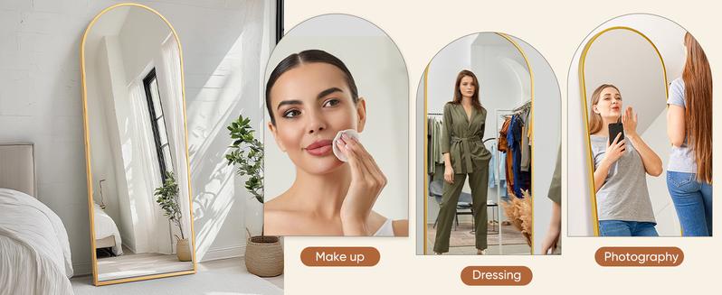 Full Length Mirror, Floor Standing Mirror with Stand, Wall Aluminum Alloy Thin Frame Hanging or Leaning for Living Room Bedroom Cloakroom decorating Full Length Mirror, Floor Standing Mirror with Stand, Wall Aluminum Alloy Thin Frame Hanging or Leaning for Living Room Bedroom Cloakroom decorating