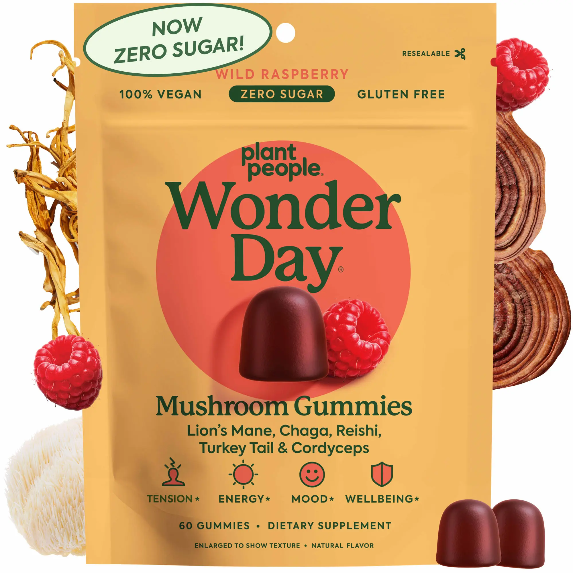 WonderDay Multi-Mushroom Gummies - Edible Supplement for Fitness and Health - Healthcare