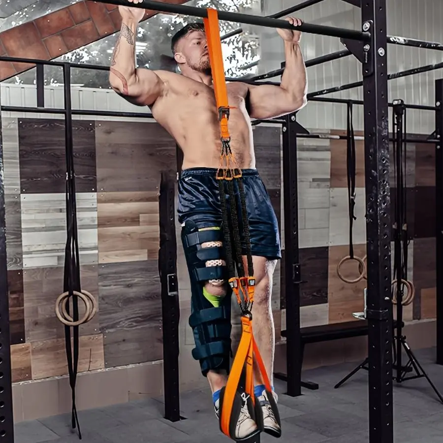 5 pcs Heavy-Duty Latex Pull-Up Assist Band Set, Adjustable Resistance Bands with Knee and Foot Support, 225lbs Weight Capacity for Strength Training - For Fitness Enthusiasts & Athletes - Ideal for Home & Gym Workouts