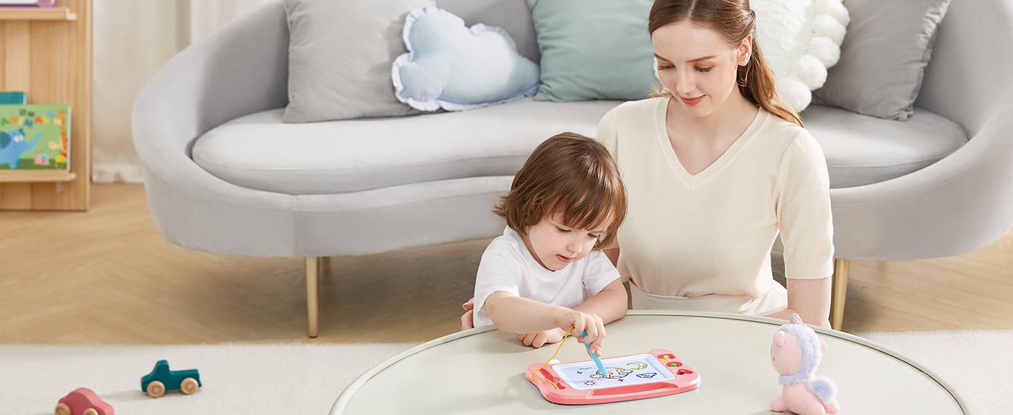 SGILE Magnetic Drawing Board for Kids with Magnet Pen and Three Stamps - Educational Learning Toy&Gift for Toddlers，Regalo