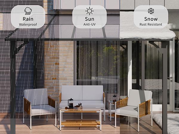 Walsunny Gazebo for Patio,  8/10' x 10' Large Shed Wall-Mounted Lean to Gazebo Pergola with Roof, Hard Top Heavy Duty Awnings for Backyard, Deck，Black