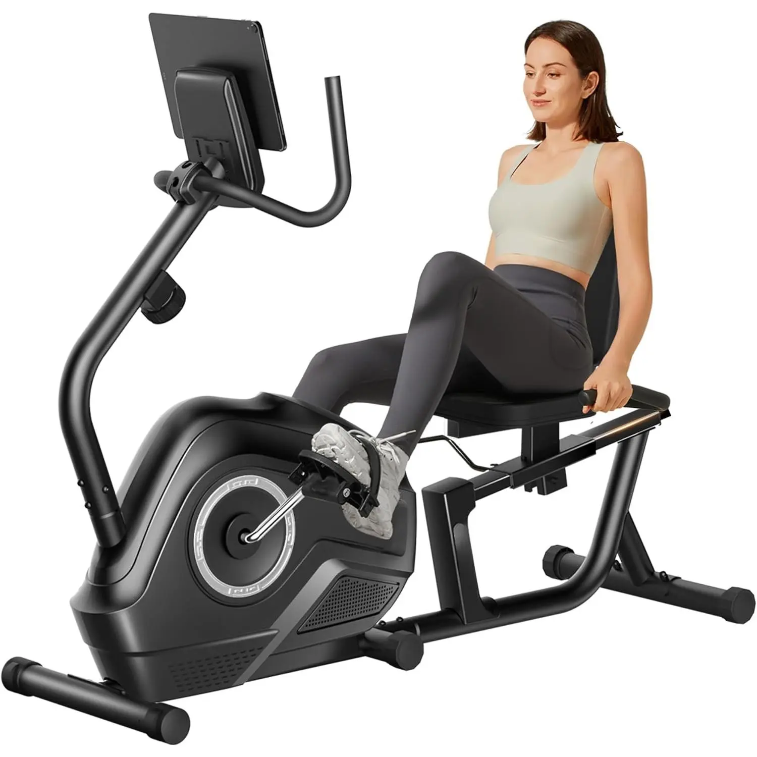 Recumbent Exercise Bike, Stationary Bikes for Home with Adjustable Seat, 16-Level Magnetic Resistance Recumbent Exercise Bike for Home Gym Cardio Workout Training