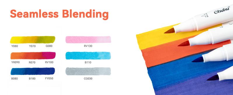 Ohuhu 104-color Alcohol Markers Brush Tip - Double Tipped Alcohol Marker for Artists Adults Coloring - Brush&Chisel/Fine - Refillable Ink - Christmas Gift