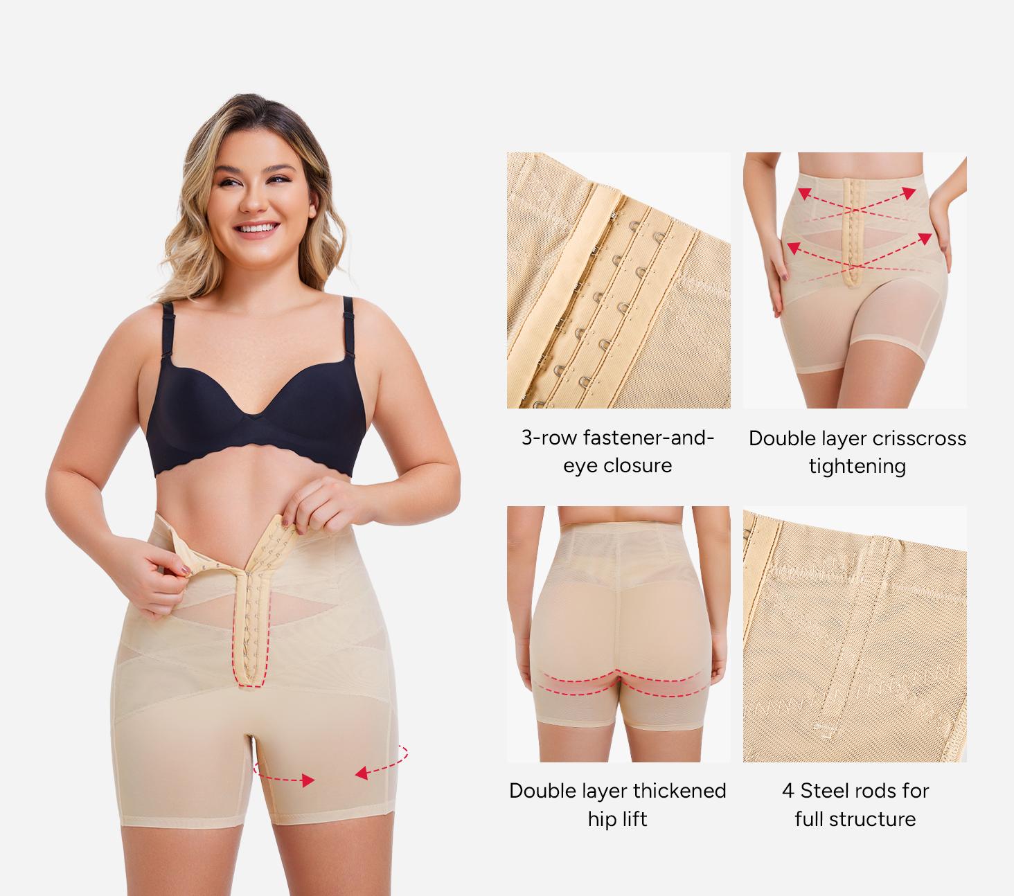 Nebility Women's Mesh Comfort Shapewear Short - Black Daywear Minimalist Design Sexy and Basic Style Womenswear High Waist Shaper Compression Seamless Tummy Control Beige