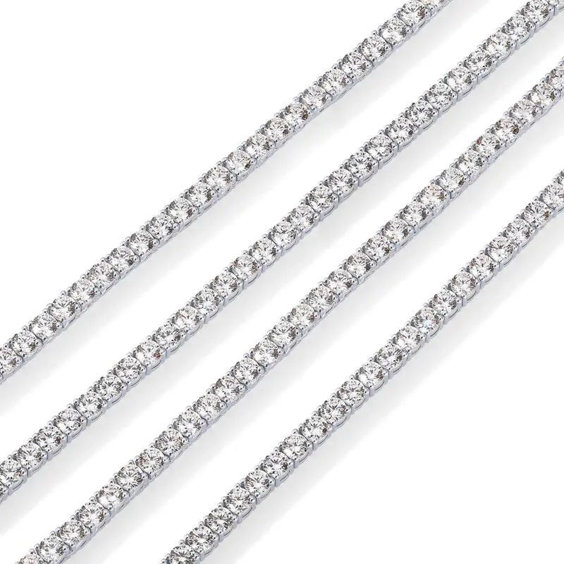 Tewiky Tennis Silver Necklace for Women, 14K Gold Plated/Sterling Silver Cubic Zirconia Chain, Dainty Choker Necklaces for Women Jewelry For Mother's Day gifts
