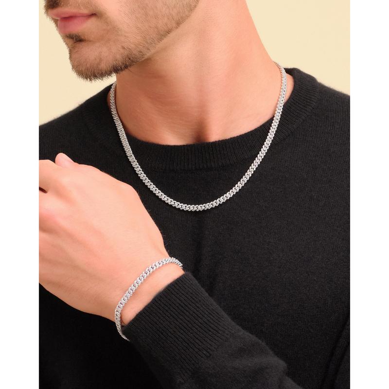 JAXXON - Iced Out Cuban Set - 5mm - Silver - Box Clasp