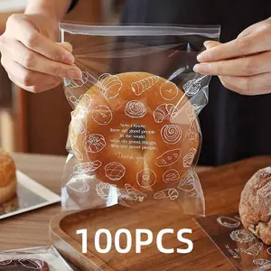 Super Value 100 Pieces Restaurant Self-Bag - Multi-Functional Food Storage, Suitable For Baked Goods And Fruits - Essential For Home Kitchen Organization (5.91x7.09 Inches)