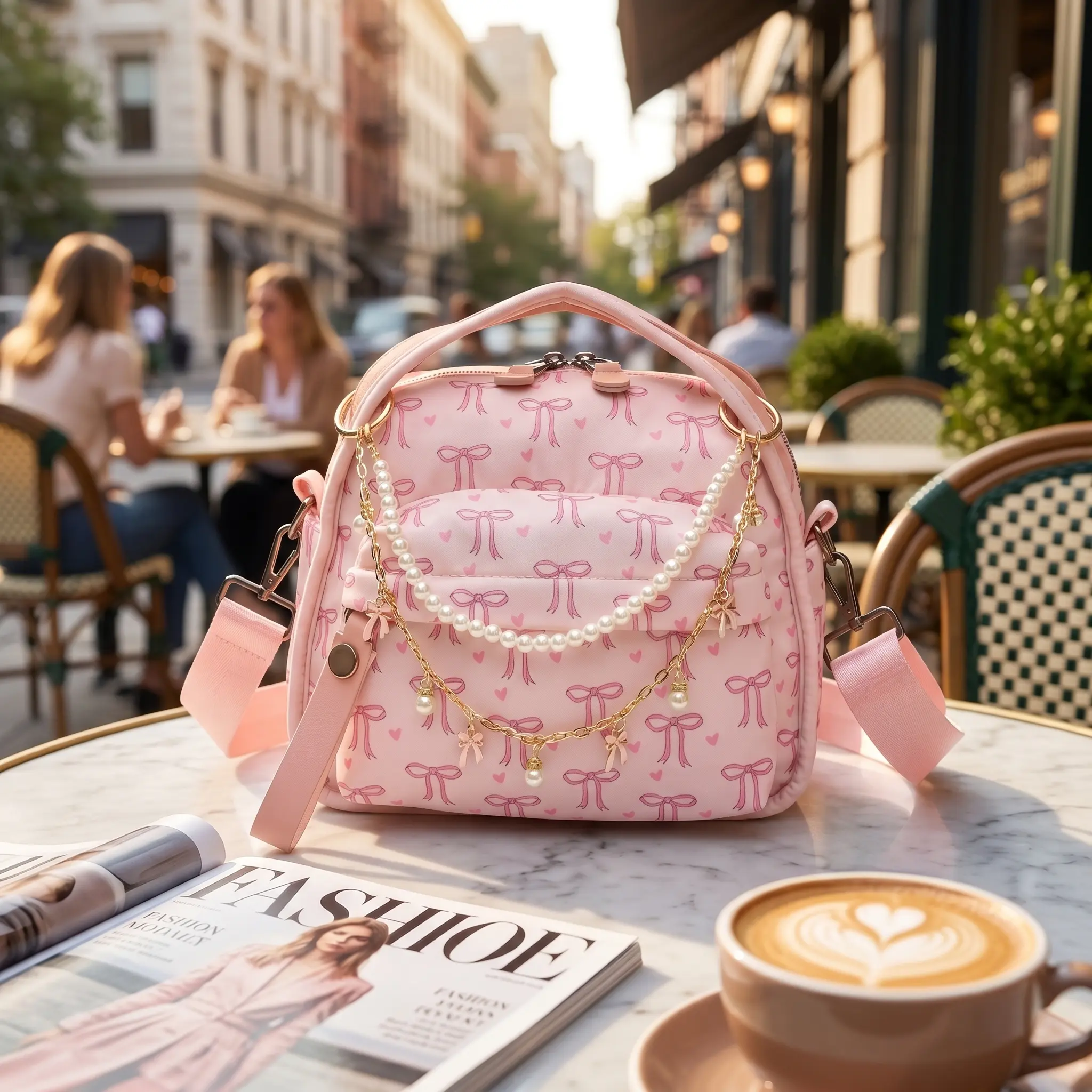 WDX Little bow Cute Tote Bag, Small (11 × 5.1 × 11 inches)Handbag, crossbody bags for women, everyday purse, work bags, trendy purse for 2026, tote bag for school, cute shoulder bags, fashionable zippered bag for daily use.