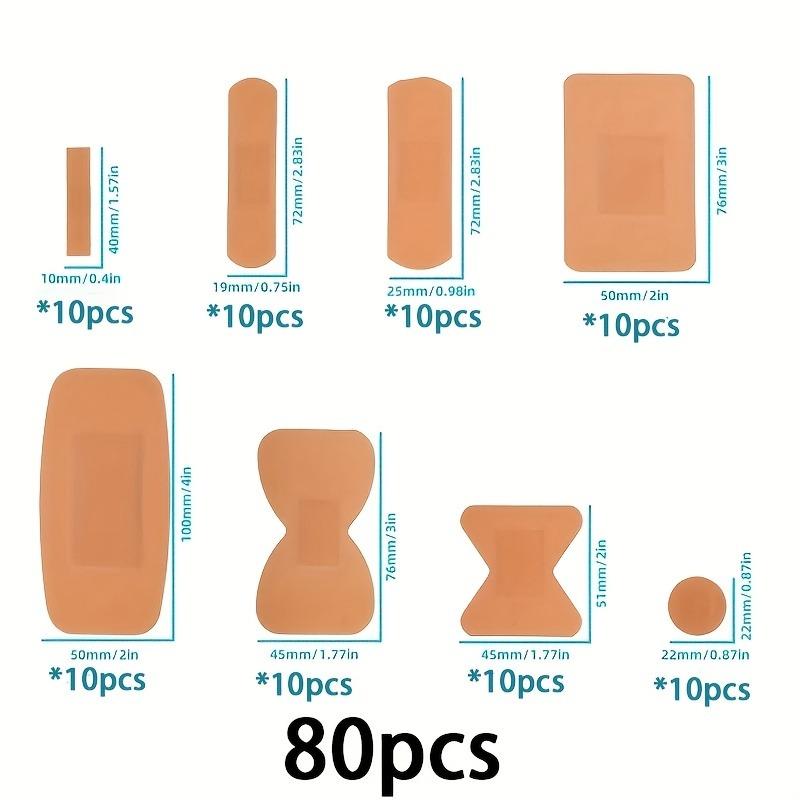 80-Pack PE Flexible Adhesive Bandages - Assorted Sizes with Waterproof & Breathable Design, Cushioned Pad for Wound Care, Including Finger & Knuckle Bandages