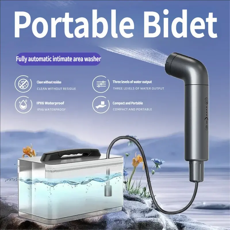 Portable Electric Handheld Bidet Sprayer for Toilet with 3 Pressure Settings, Rechargeable Handheld Shower Head, Ideal for Travel Camping Daily Use
