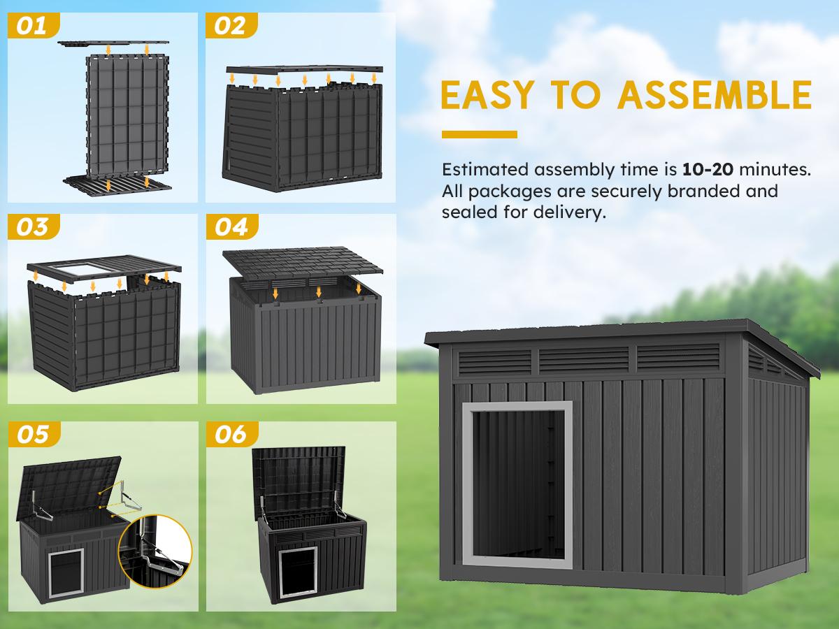 Dog House for Indoor & Outdoor - Weatherproof & Removable Roof, Fits Small to Large Dogs-Best Christmas Gifts. (43.7" L x 34.45"W×7.01"H)