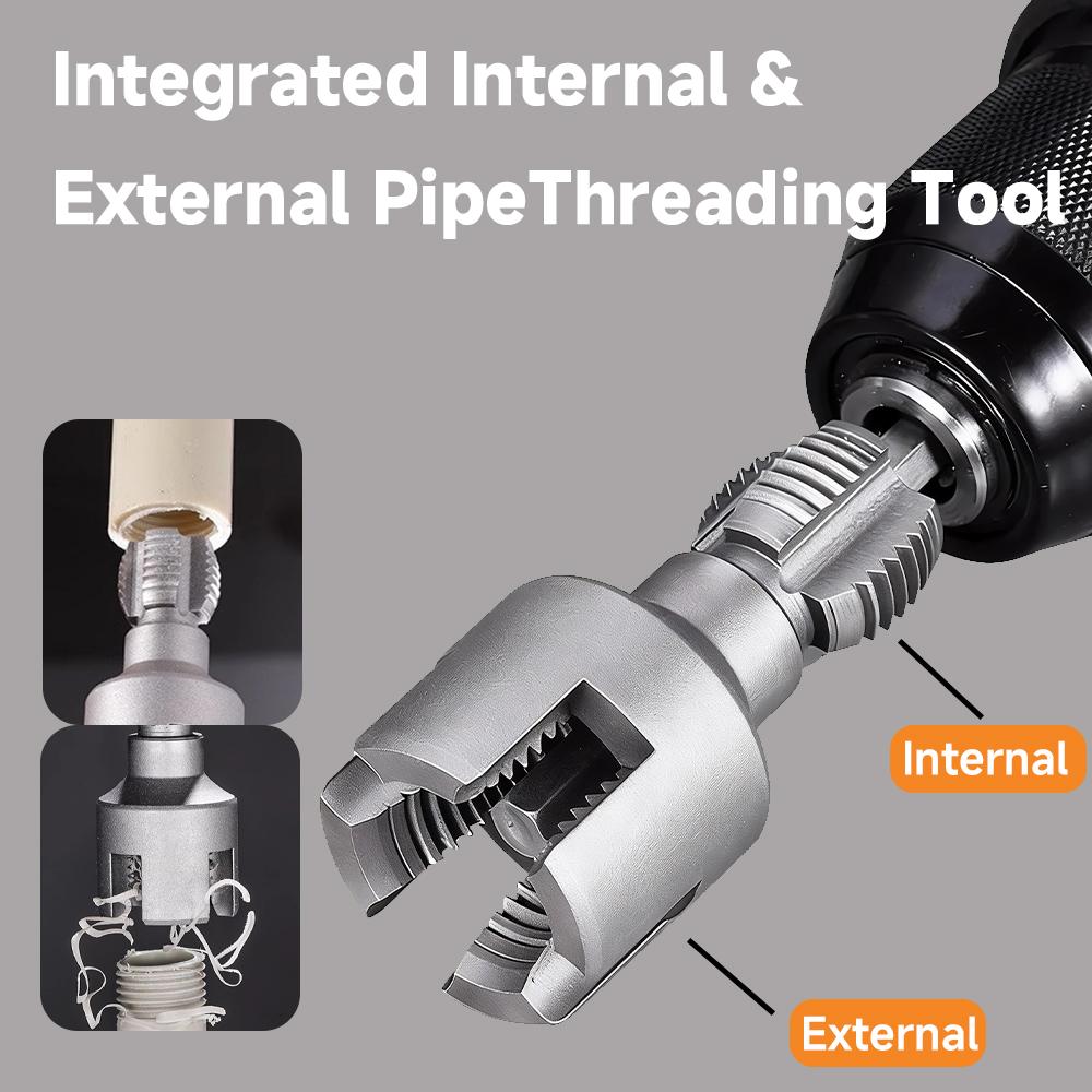 2pcs 1/2 inch 3/4 inch PVC Thread Cutting Tool Inner & Outer Pipe Threading Tools Dual Function Electric Drill Compatible PVC Plastic Pipe Threading Machine Kit for Home Repair Precision Carbon Steel NPT Pipe Tap Set external pipe high speed