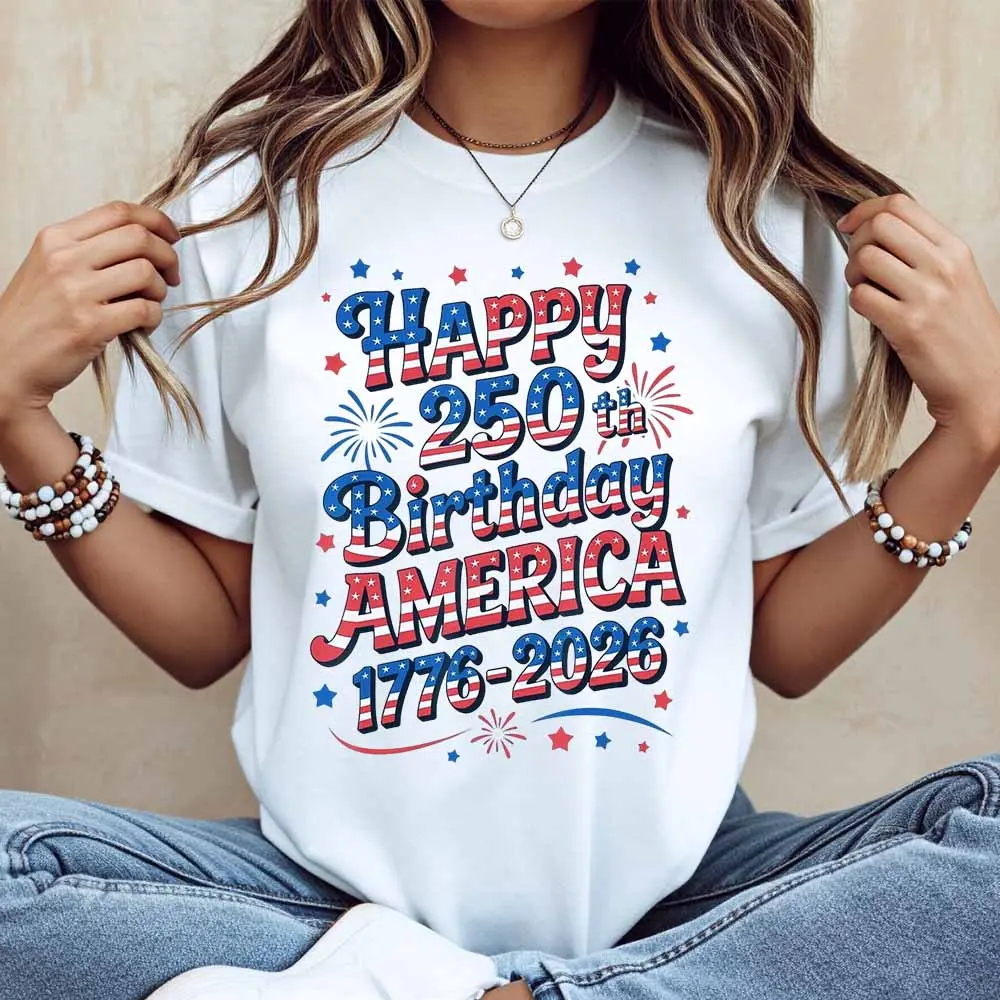 Cotton casual crew neck short sleeve T-shirt with four-leaf clover design for summer, machine washable, not dry clean, made in USA American Tee Round Neck