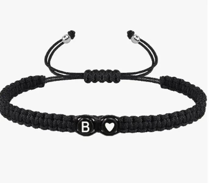 Letter Charm Beaded Matching Bracelet for Couple - Elegant Alphabet Charm Beaded Bracelet for Women & Men - Casual New Trendy Promise Bracelets Jewelry - Perfect Birthday Gift - UK Manufactured