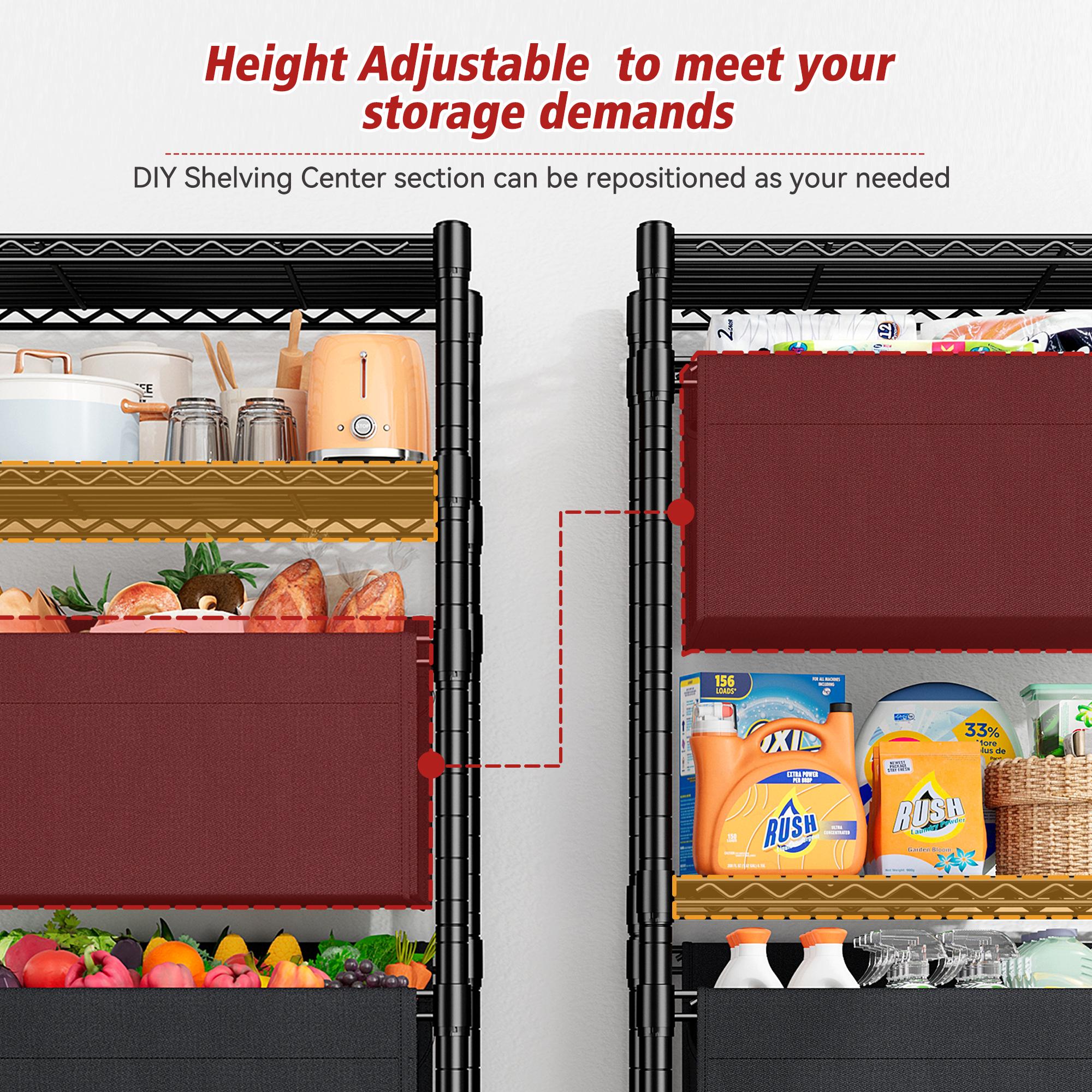 【Closet Storage Organizer】Raybee 6 Tier Corner Shelf with Basket,72'' Tall Storage Shelves Organizer Units, Adjustable Metal industrial Bookshelf for Wall Corner,Living room,Kitchen,Home Office