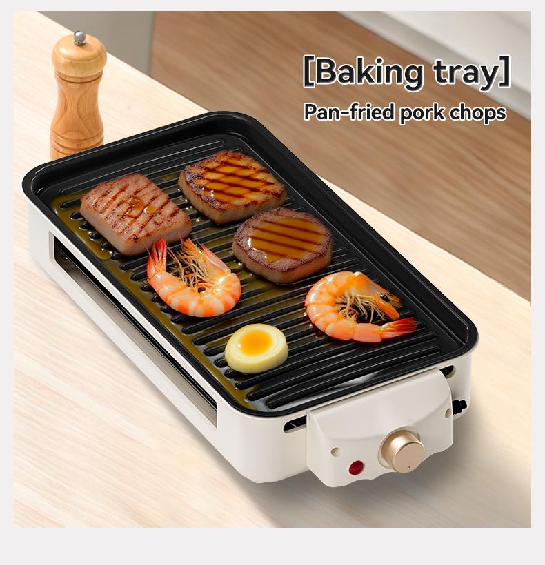 TANLOOK 1500W Electric Korean BBQ indoor Grill – Smokeless Non-Stick Grill with Removable Plates & Temp Control, Compact All-Purpose Tabletop Griddle, with Clip & Brush