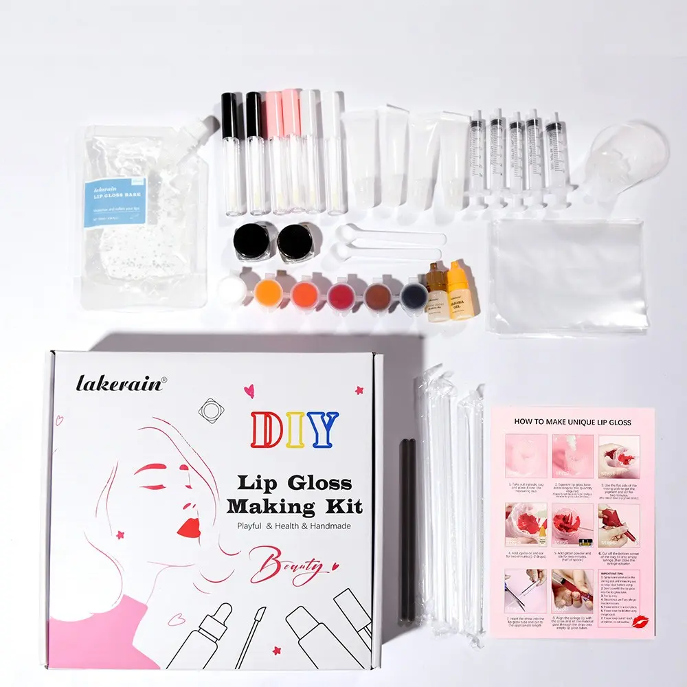 Lakerain 1 Count DIY Lip Gloss Kit, Healthy Formula, Lightweight Texture, Radiant Glossy Lip Gloss, Glitter Lipgloss, Pearlescent Finish, Create Your Personalized Lip Gloss for More Fun