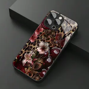 A vintage lily elegant pattern glass phone case, high-end and stylish, made of tempered glass, compatible with iPhone 17/16/15/14/13/12/11, perfect as a Christmas gift for friends, family, or yourself.