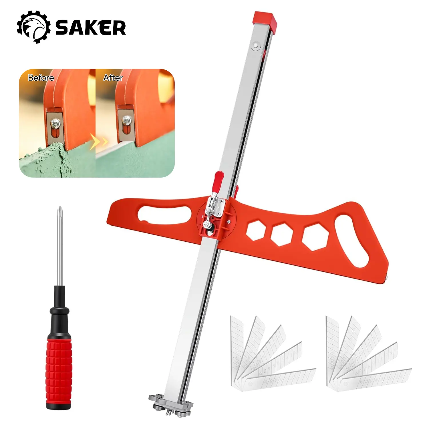 Drywall Cutting Tool Foldable Drywall Cutter for Wall Build Decoration Gypsum Board Cutting with 19 Wheels Orange Silver Design