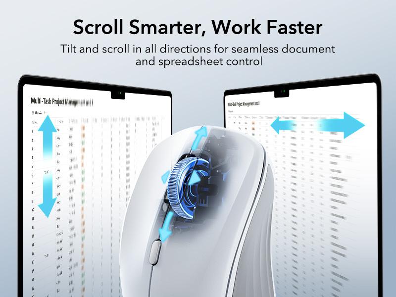 ESR MagMouse Wireless Bluetooth Mouse with Magnetic Base & Built-in Charging Cable - Lightweight, Rechargeable, Ergonomic Design, 6 DPI Levels, Silent Clicks, 2.4 GHz & Bluetooth 5.0 Dual Modes