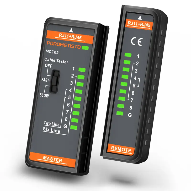 POROMETISTO MCT02 Cable Tester RJ11 RJ45 Dual-use Tester LED Display POE Test Network Cable Tester Line Continuity Test NC/HDMI Repair Tool