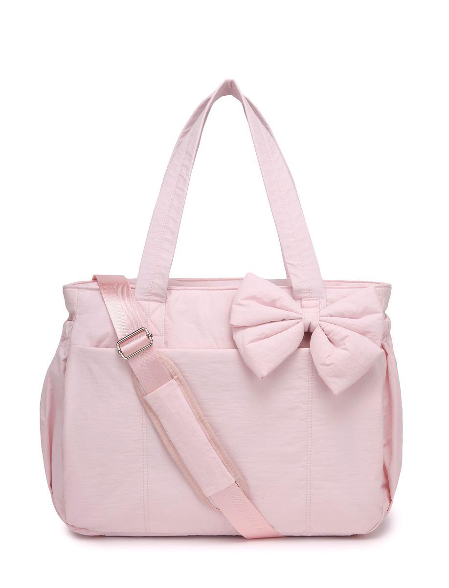 Crush Bow Tote Bag for Women Laptop Friendly Lightweight Puffy Handbag with Removable Bow & Multiple Compartments for Travel Work Beach Gym Crush Bow Tote Bag for Women Laptop Friendly Lightweight Puffy Handbag with Removable Bow & Multiple Compartments for Travel Work Beach Gym