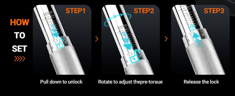 ROMON Torque Wrench 1/2 Inch, 5 Pcs Drive Click Torque Wrench Set, Dual-direction Torque Wrenches 27.1-203.5N.m/20-150ft.lb, 72-tooth, ±4% High Precision For Motorcycle, Car