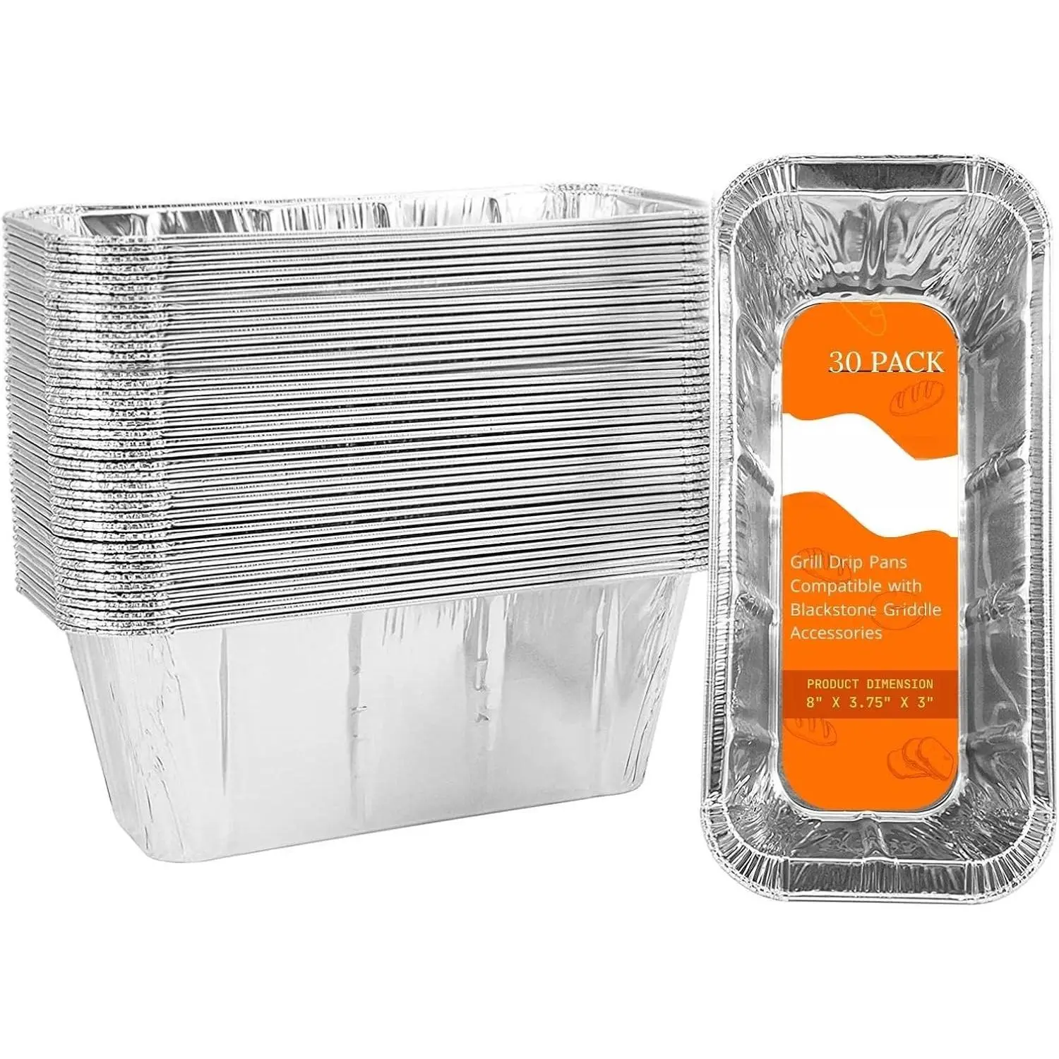 30-Pack Blackstone Griddle Accessories Drip Pan Liners,  Foil Pan Disposable for 17" 22" 28" 36" Blackstone Griddle Drip Tray Holder Grill Rear  Catcher Cup Liners