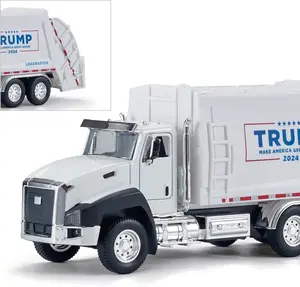 President Donald Trump 2024 Truck Toys,Trump Garbage Truck Collectibles,2024 Election Souvenirs,MAGA 1:50 Scale Pull Back Metal Model Car Toys,Conservatives or Gag Gift for Liberals