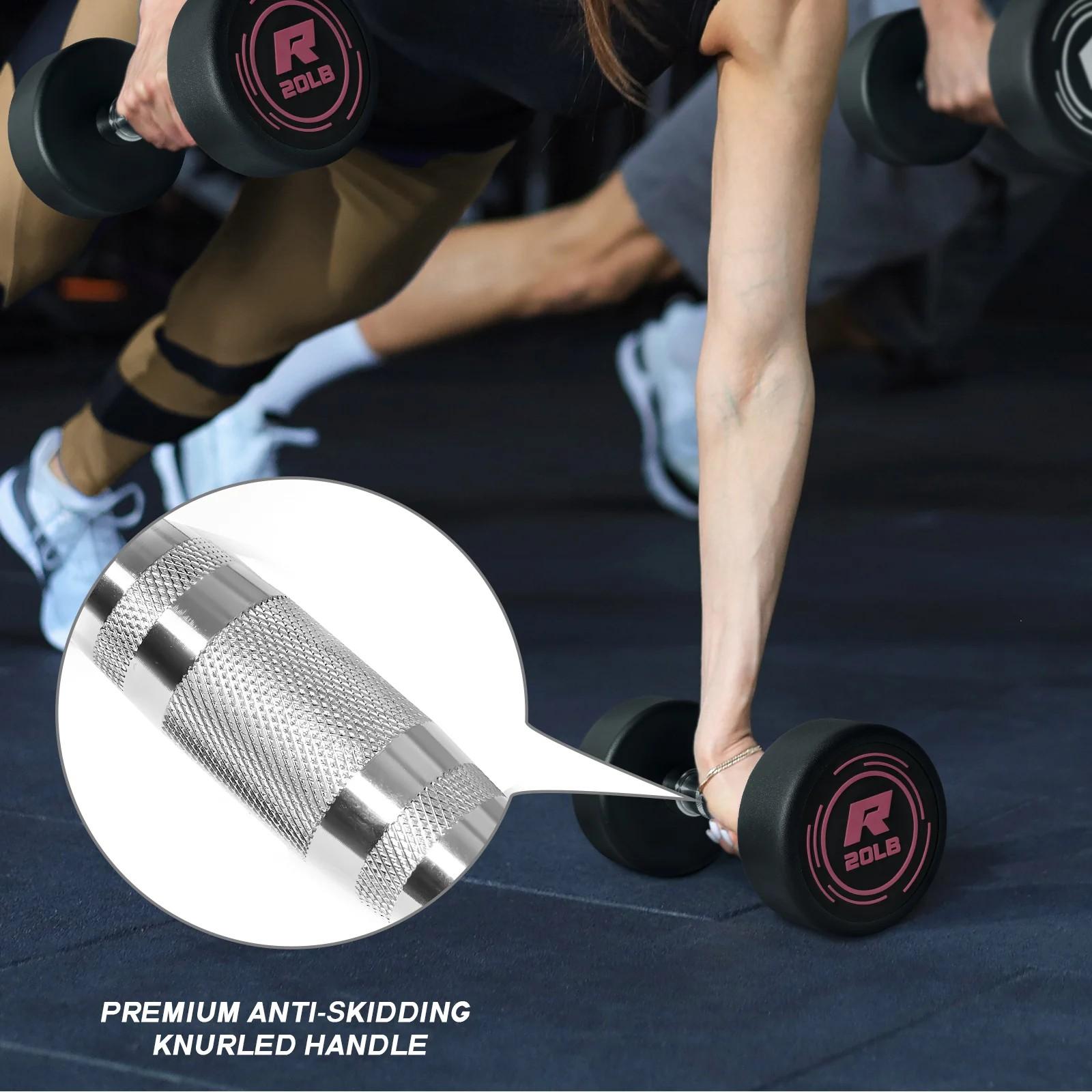 RITFIT Pink PVC-Coated Round Dumbbell Pairs, Home Workout Weights, Floor-Protecting Durable Fitness Equipment for At-Home Gym Arm Exercises