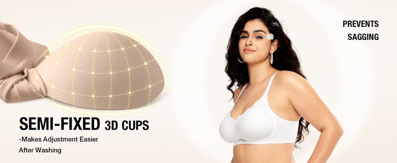 OEAK Women Seamless Bras No Underwire Push Up Wavy Neckline Wireless Bralettes Soft V Neck Full Coverage Everyday Bra