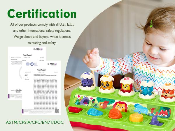 Hahaland Pop Up toy with Music and Light - 5 Surprise Animals & 3 Play Modes, Educational Montessori Toy for Toddlers 1-3 Year Old, Easter Basket Stuffers & Birthday Gifts for Kids