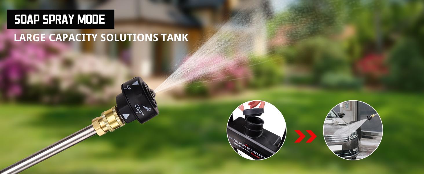 PowerSmart 80V Electric Cordless Pressure Washer, Up to 2600PSI, 1.2GPM, 5-in-1 Nozzle, 1.5L Onboard Soap Tank, Electric Power Washer with 6.0AH Battery and Charger for Decks, Cars, Fences, and Cleaning,Car Wash,Safe Operation(HB2840)