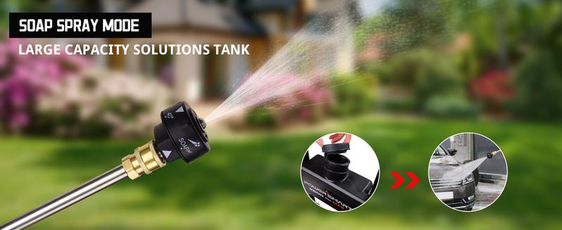 PowerSmart 80V Electric Cordless Pressure Washer, Up to 2600PSI, 1.2GPM, 5-in-1 Nozzle, 1.5L Onboard Soap Tank, Electric Power Washer with 6.0AH Battery and Charger for Decks, Cars, Fences, and Cleaning,Car Wash,Safe Operation(HB2840)