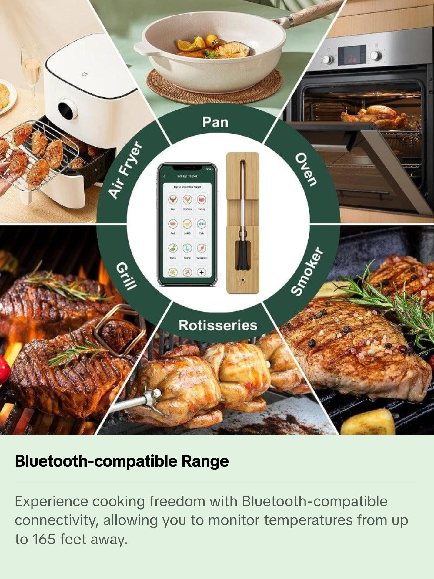 Smart Wireless Meat Thermometer with Bluetooth 4.2 Range up to 165 Feet - Kitchen, Utensils Smart Wireless Meat Thermometer with Bluetooth 4.2 Range up to 165 Feet - Kitchen, Utensils
