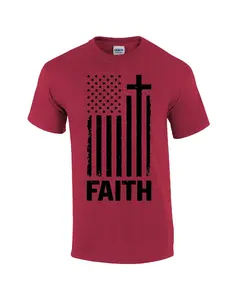 Faith Cross American Flag Christian Short Sleeve T-shirt Graphic Tee