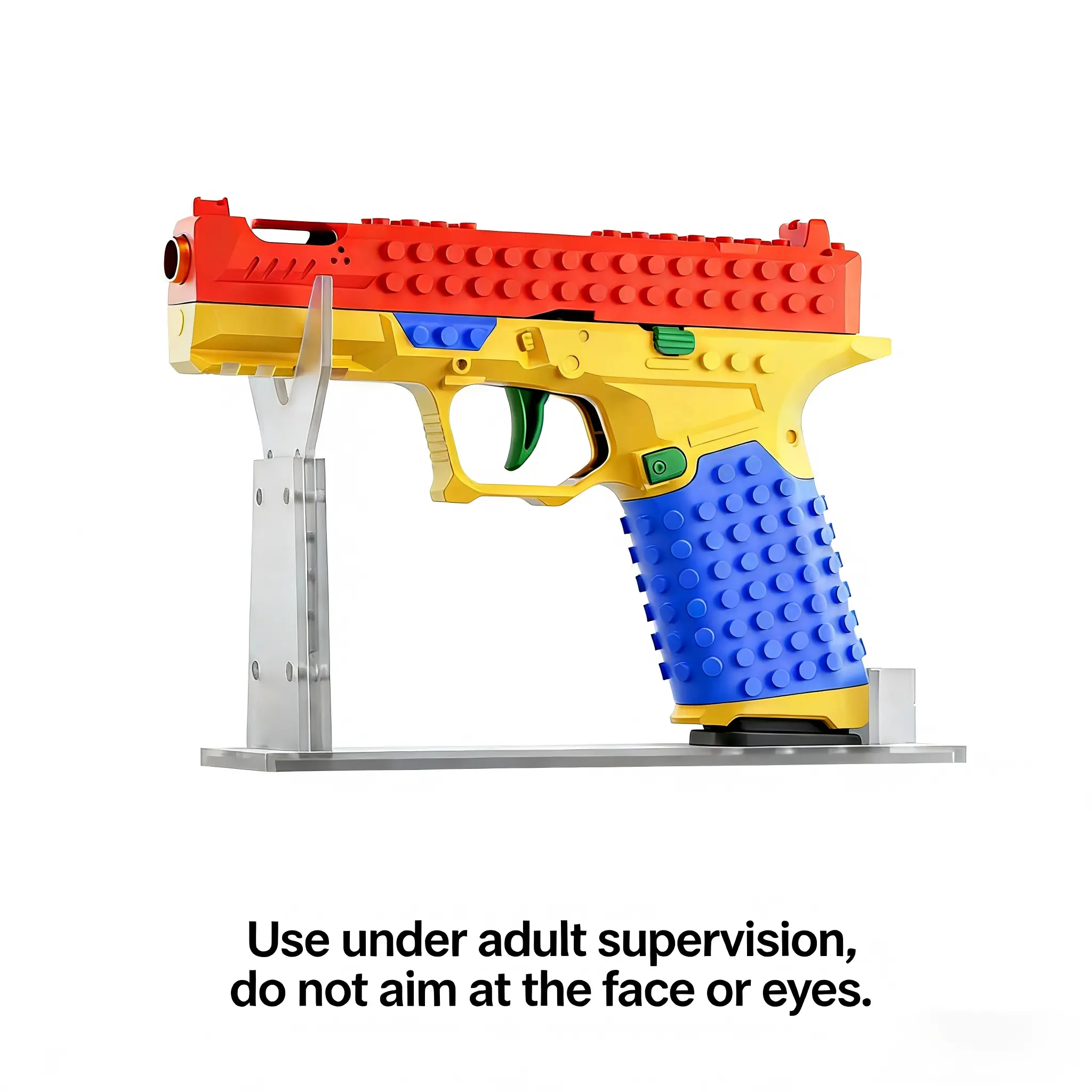 Sooshoom Multifunction Portable Tactical DIY Construction Building Block Toy Launcher Set - 20cm Length, 3cm Width, Unisex Sports Blaster, Rapid-Fire Trigger, Plastic Bullets, Shells, Display Stand, Boy Gifts, Toys for Grown Ups (13+ Age Group)