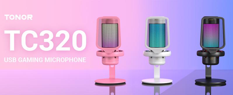 TONOR TC320 USB Type-C Streaming Mic, for Gaming, Live Streaming, Podcasts, Recording, Condenser Mic  with Stand, Compatible with PC/Mac/PS4/PS5/Switch/Type-C Phones Black