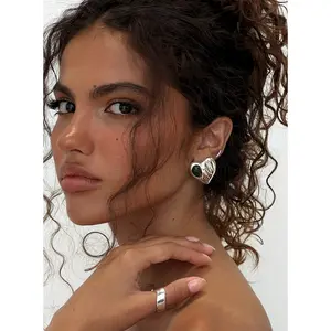 Citrah Heart Stud Earrings Silver