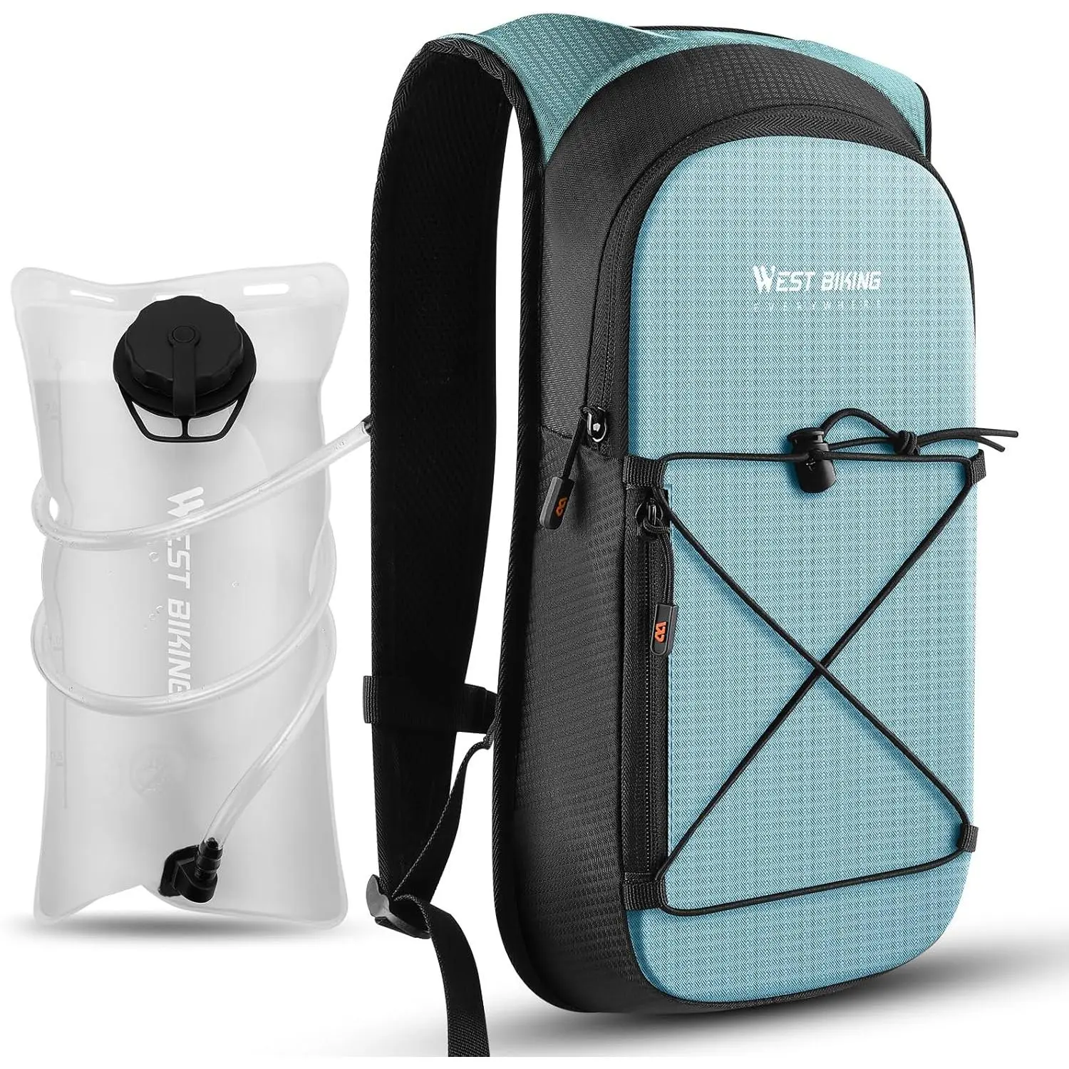 Unisex Functional Hydration Backpack with 2L TPU Water Bladder, Chimona Black-Gray Compact Pack, Bicycle Accessory for Mountain Biking, Camping, Cross Straps, Anti-Wobble, Lightweight Sports Gear