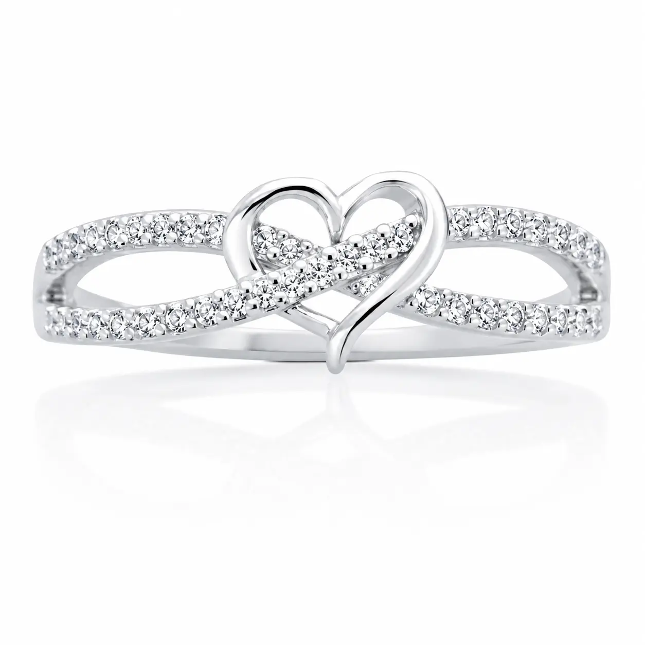 Heart Infinity Ring Silver Gold Tone Sparkling Elegant Lightweight Comfortable Versatile Feminine Jewelry for Women Girls Daily Wear Gift Idea Perfect Accessory