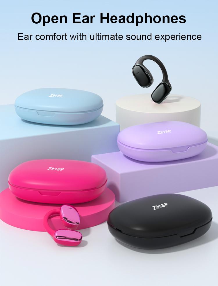 ZIHNIC S11 Wireless Open Ear Headphones,Bluetooth 5.4 Earbuds With Charging Case, Comfort Wireless Earbuds,IPX5 Waterproof,Black Audio Electronic Earphones