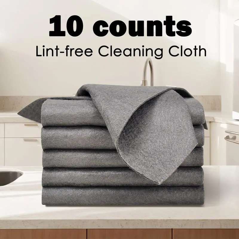10-Count Microfiber Cleaning Cloths, Durable Lint-Free Home Cleaning Products, Lint Free Towels for Kitchen Wipe, Windows, Glass