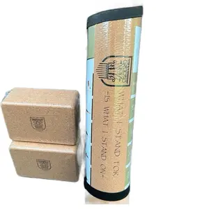 Light Weight Cork Yoga Mat Essentials Kit- Two Cork Blocks - Yoga Strap - Carrying Strap