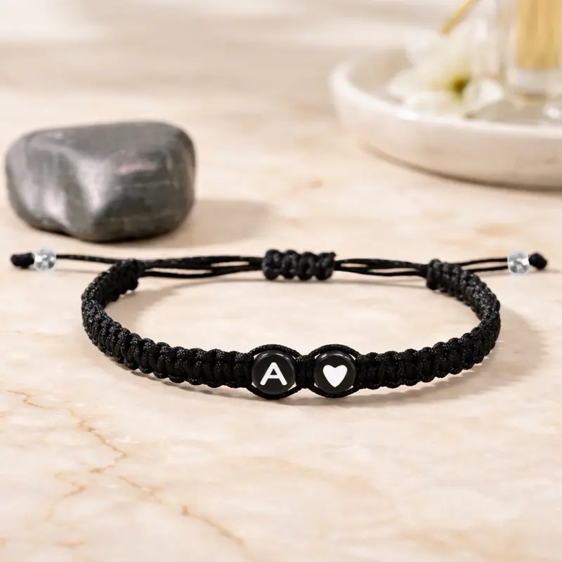 26 Letters Initial Heart Handmade Bracelet for Couples and Friends - Adjustable and Personalized perfect gift valentines