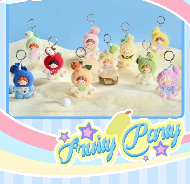 Wendy Fruity Party Mini Surprise Box – Cute Fruit-Themed Plush Bag Charms, Adorable Soft Mini Plush Keychain Blind Box Collectibles, Fun Gift for Girls & Plush Lovers