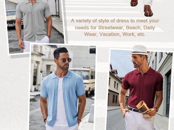 COOFANDY Mens Knit Button Down Shirt Short Sleeve Summer Casual Shirts Vintage Beach Vacation Shirts COOFANDY Mens Knit Button Down Shirt Short Sleeve Summer Casual Shirts Vintage Beach Vacation Shirts