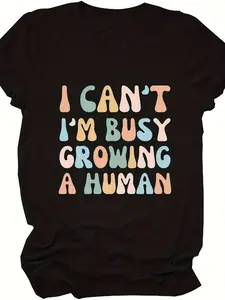 Pregnancy Announcement Shirts for Women Funny Maternity T Shirts I Cant Im Busy Growing a Human Shirt Mother's Day Tops
