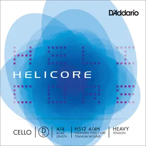 D'Addario Helicore Cello Single D String, 4/4 Scale, Heavy Tension